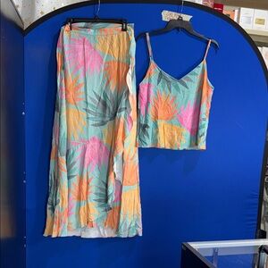Tropical Print Skirt Set with Camisole